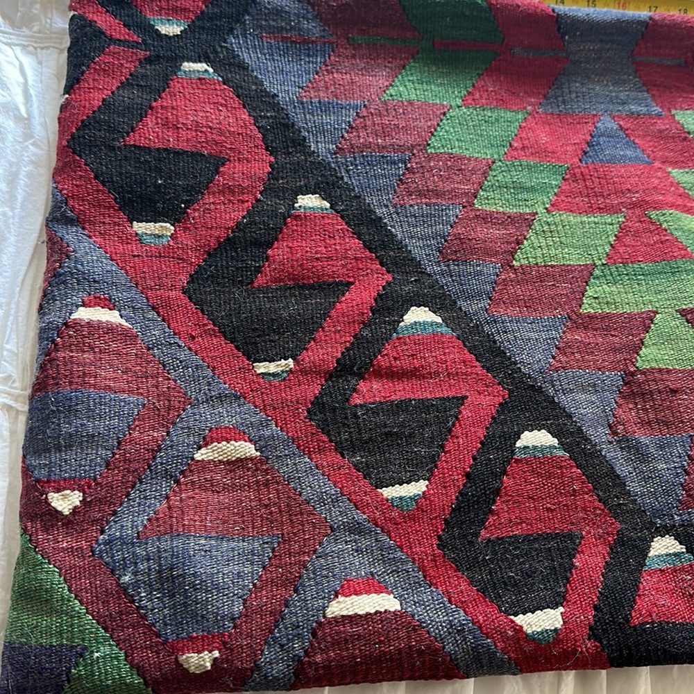 🇹🇷Turkish Kiln pillow. 18” x 30” long. Red and green are the main colors OOAK - Picture 8 of 13